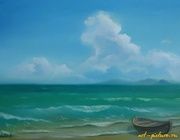 Лодка на берегу масло, холст 