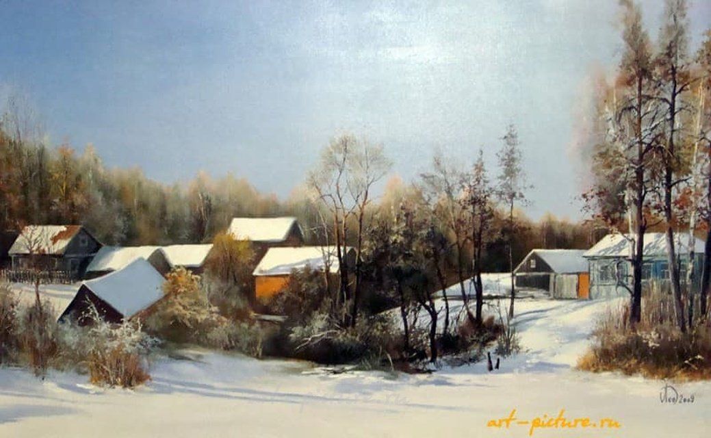 Зима в Майорском масло,холст