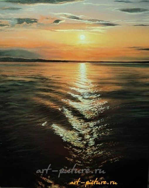 Закат на Иртыше масло, холст