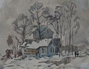 Домик. Акварель. 20 х 23 см