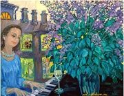 Young-Lady-is-at-the-piano Холст , масло 