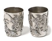 Серебряные стопки с драконами, 2 шт. Китай, конец 19 - начало 20 века