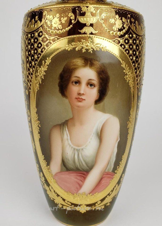 Royal Vienna Porcelain , 19th C. Royal Vienna Vase Signed