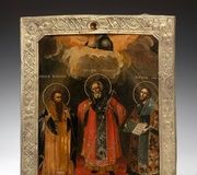 Русская икона 19 века."Святой Василий, Григорий...