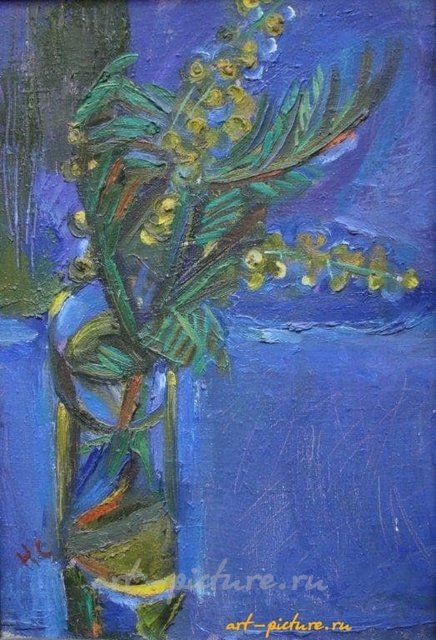 Мимозы. Холст, масло. 66 х 45 см