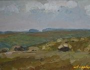 Поле. Картон, масло. 33 х 55 см