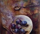 купить Синие плоды на белой тарелке холст/масло 