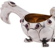 Русская серебряная чаша с фигурными камнями лазурита