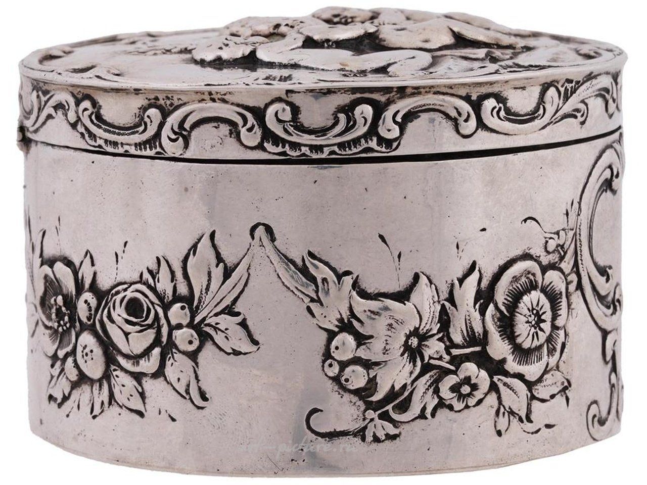 Русское серебро , Покрытый серебром ювелирный шкатулка