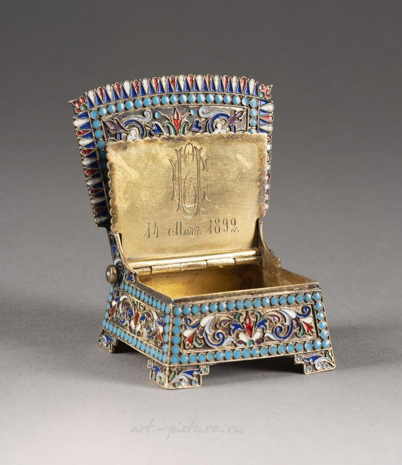 Russian silver , A SILVER-GILT AND CLOISONNÉ ENAMEL SALT CHAIR Russian, M