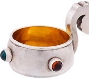 Русская серебряная ковш-черпак с рубиновыми кабошонами