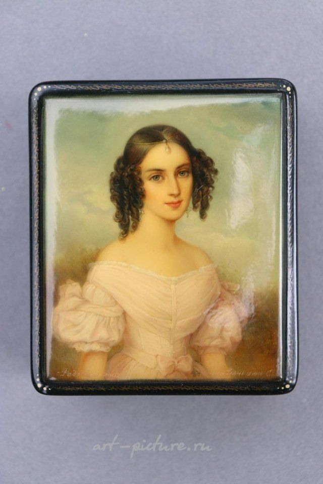 Русское серебро , Наталья Пушкина-Гончарова (1812-1863), русская лаковая миниатюра Федоскино