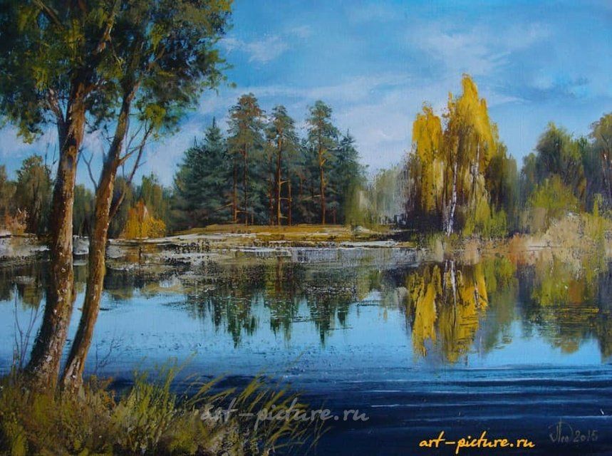 Лесное озеро масло,холст