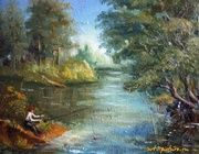 Рыбалка холст масло 