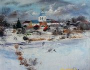 Зима.Рыбаки акрил,холст