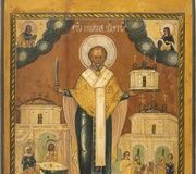 БОЛЬШАЯ ИКОНА СО СВЯТЫМ НИКОЛАЕМ МОЖАЙСКИМ Русская, 19 век