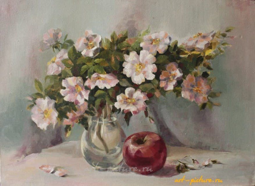 Шиповник масло, холст