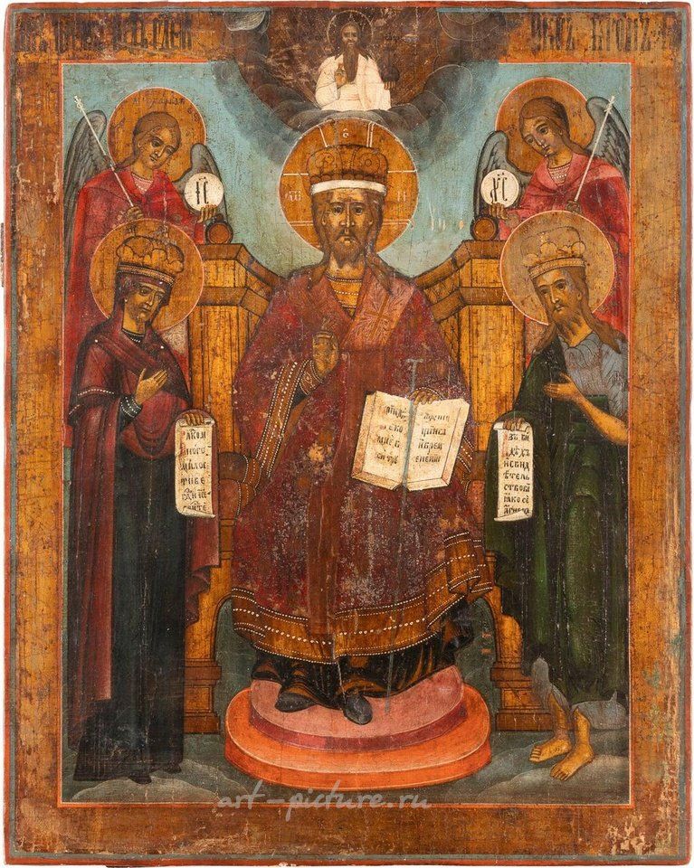 Русское серебро , БОЛЬШАЯ ИКОНА РАСШИРЕННОЙ ДЕИСИСА Русская, Ветка, 19 век