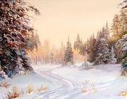Дорога зимним лесом масло,холст