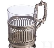 Russian glass decanter with silver mount, early 20th century...