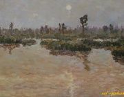 Сумерки на болоте. Луна. Холст, масло. 42 х 68 см.