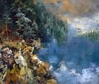 Статуэтка Зима в горах масло,холст