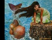 "Встреча" х.м., морские камни, эпоксидная смола 