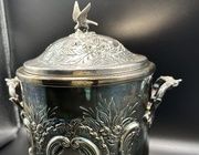 Серебряная ваза для льда (лёдница), двустенная со стеклянной термосной колбой . Арт нуво.