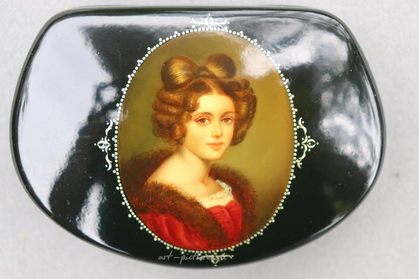 Russian silver , Natalya Pushkina Goncharova, Russian lacquer hand-painted miniature artist...