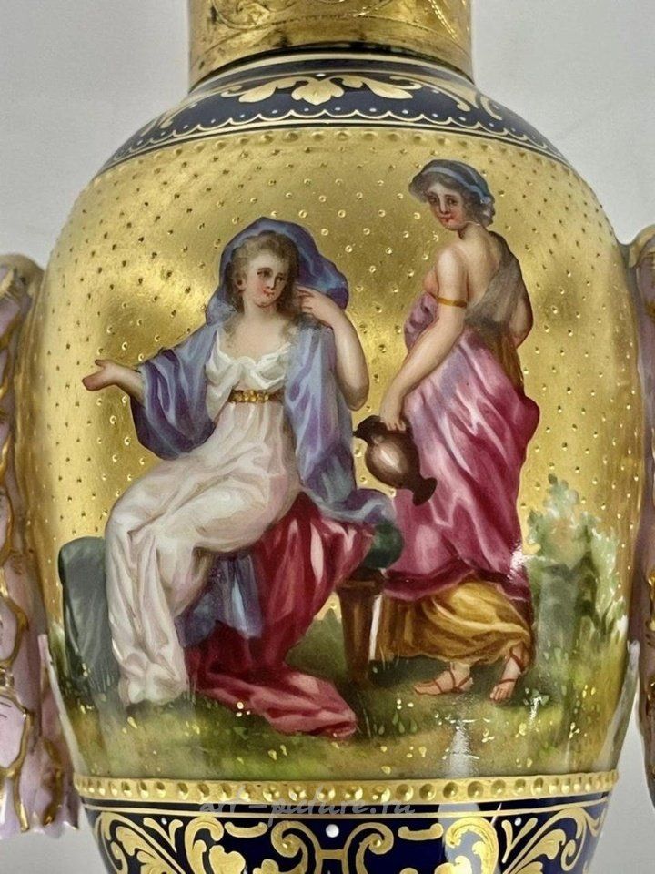 Royal Vienna , Фарфоровая ваза "Королевский Вена" 19 века, высотой 9 дюймов, оценка 400-500 долларов
