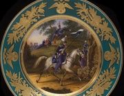 ФАРФОРОВАЯ ТАРЕЛКА С РУЧНОЙ РОСПИСЬЮ “1818 Рядовой Уланского полка”