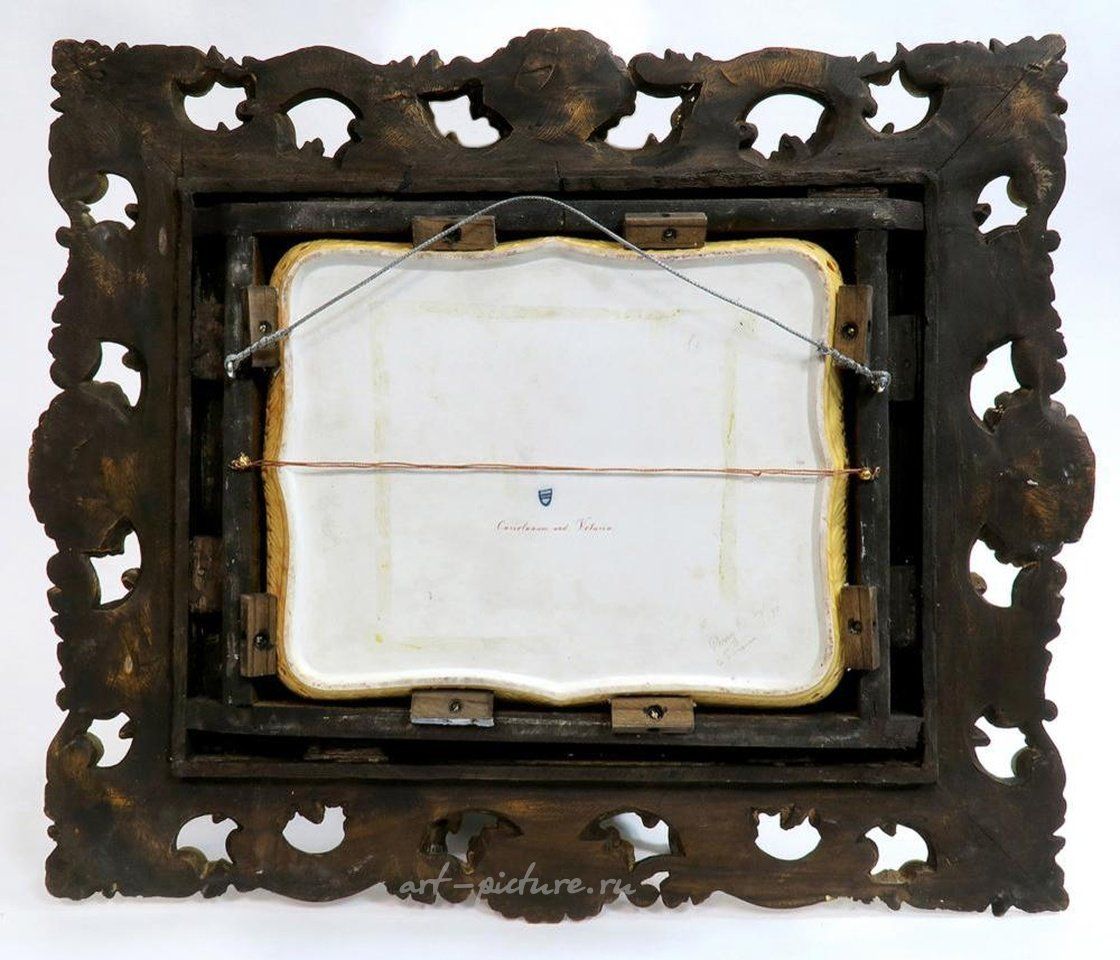 Royal Vienna Porcelain , 19TH C. LARGE ROYAL VIENNA FRAMED TRAY / PLATE