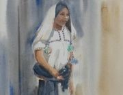 Мексиканская девушка. Акварель. 56 х 40 см