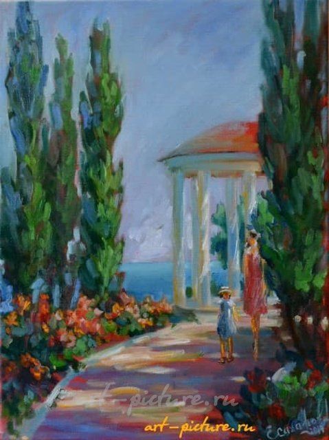 Прогулка по набережной холст, масло