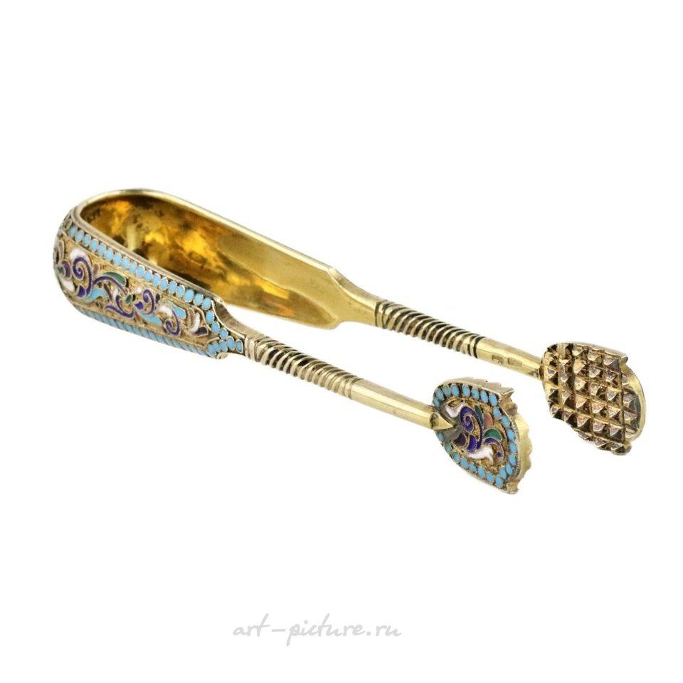 Русское серебро , Серебряная русская сахарница с щипцами