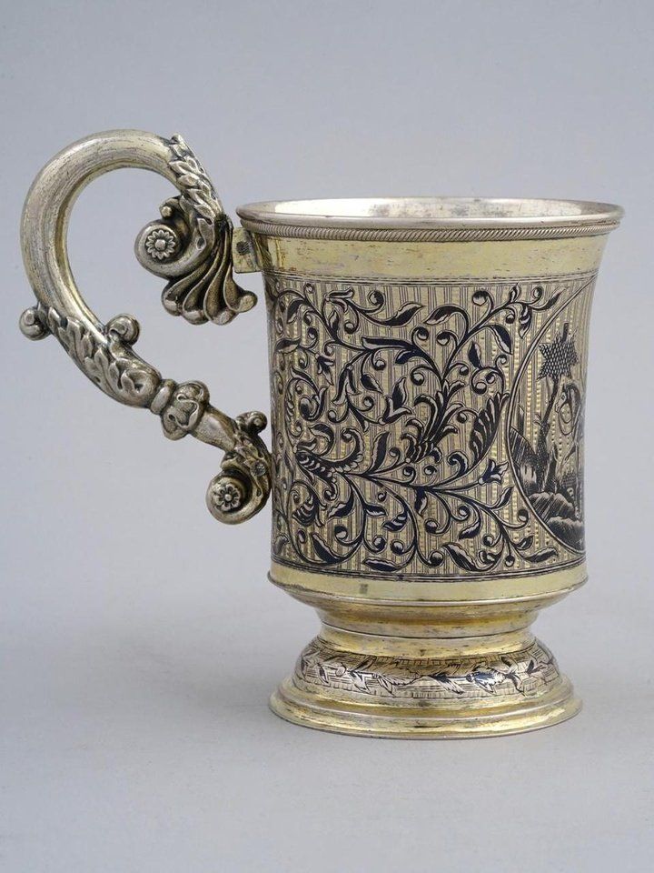 Russian silver , A RUSSIAN SILVER-GILT AND NIELLO CUP 19TH C