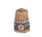 Русская императорская серебряная эмальрованная подушечка для пальца