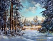 У замёрзшей реки масло,холст