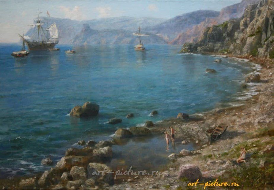 На берегу. масло, холст