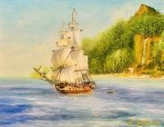 На дальних берегах. масло, холст на картоне 
