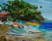 Лодки на берегу. Бали масло, холст 