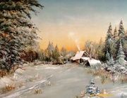 Зимний пейзаж масло,холст