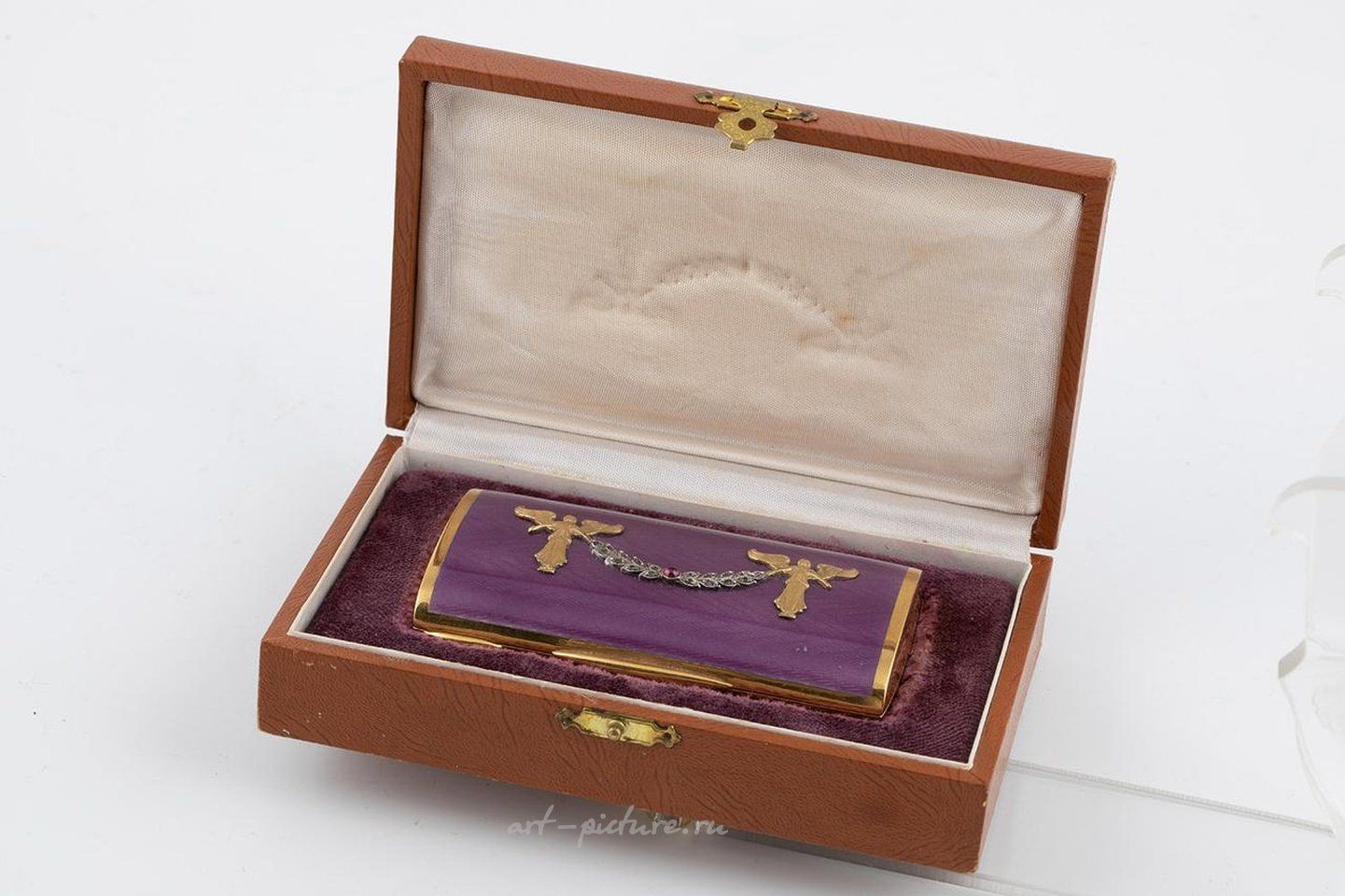 Russian silver , Opal flacon with guilloche enamel