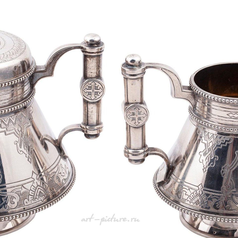 Русское серебро , Русская серебряная позолоченная сахарница и молочник