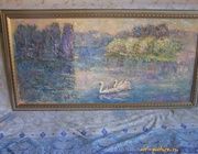 лебеди холст масло 