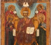 БОЛЬШАЯ ИКОНА РАСШИРЕННОЙ ДЕИСИСА Русская, Ветка, 19 век