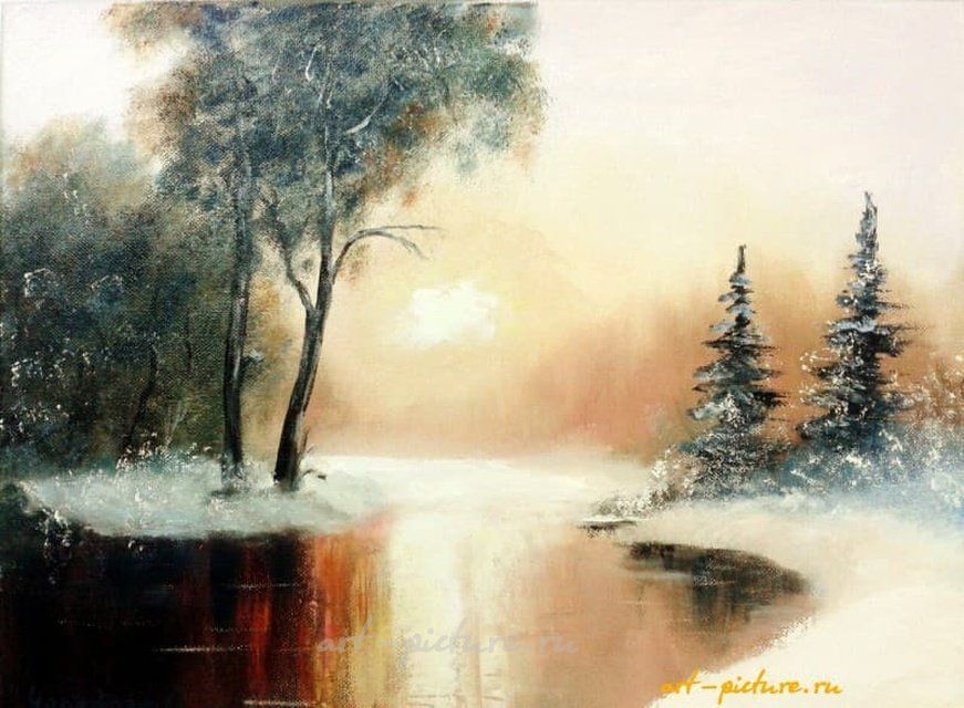 Зимний день масло, холст