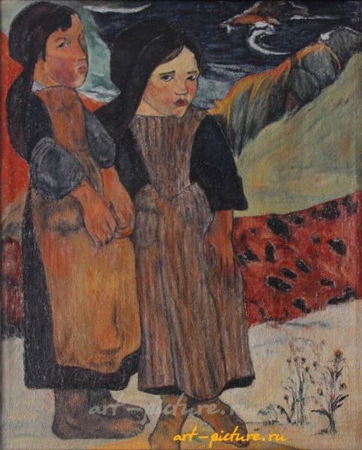 Бретонские девочки (копия картины Поля Гогена) холст, масло