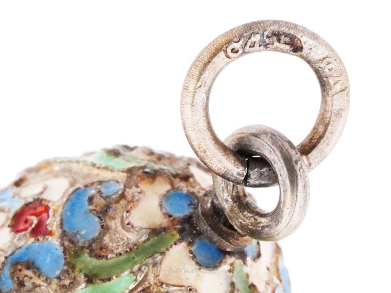 Russian silver , RUSSIAN SILVER GILT CLOISONNE ENAMEL EGG PENDANT