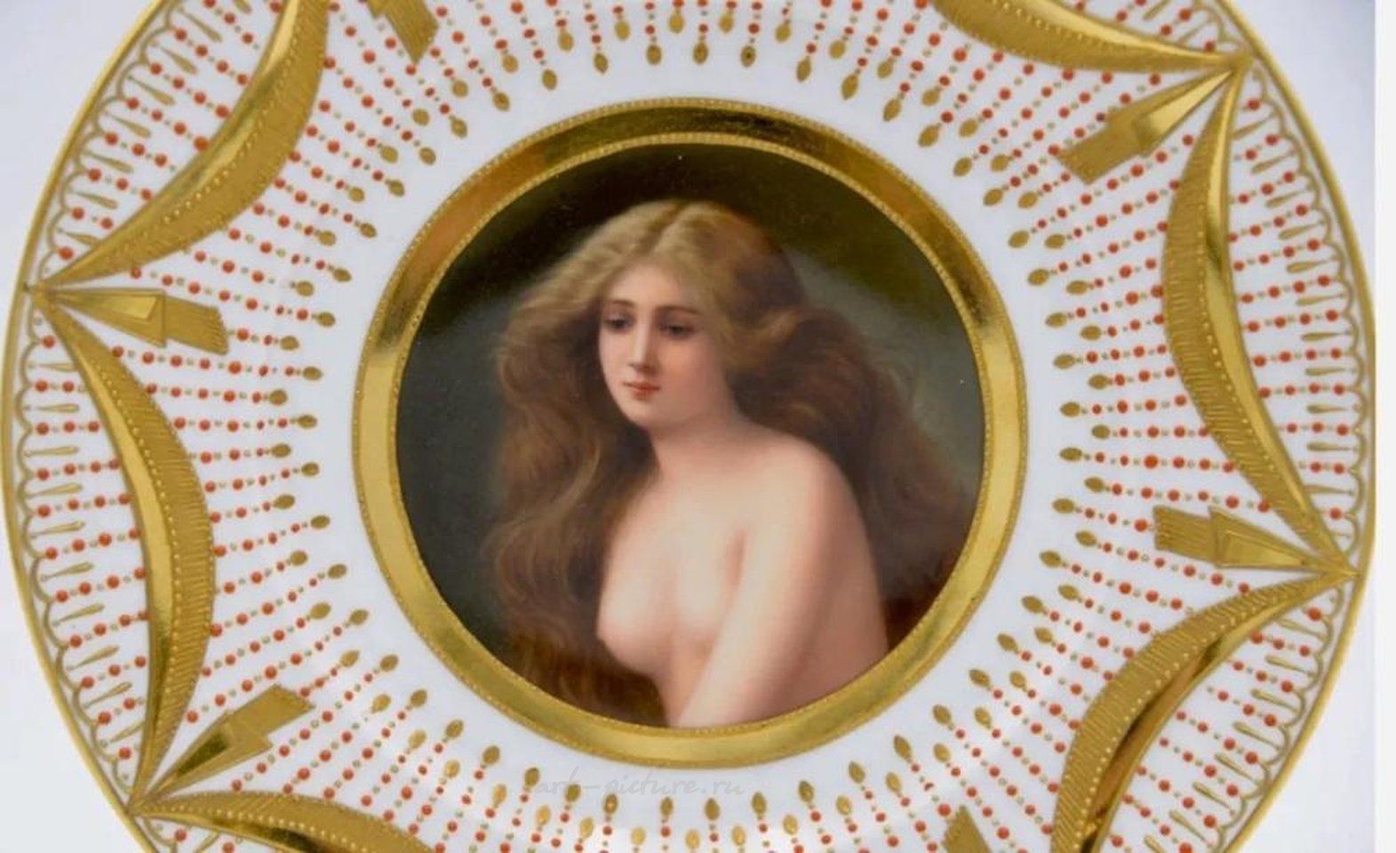 Royal Vienna , Фарфоровая тарелка "Королевский Вена" начала XX века, диаметр 9,5 дюйма, в хорошем состоянии, оценка $1.000-1.200.